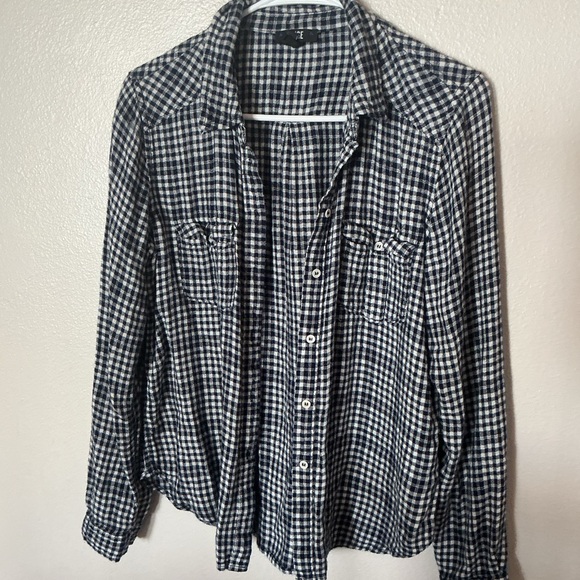 PAIGE Black and White Gingham Button Down Shirt Women’s Medium cabincore - Picture 2 of 6